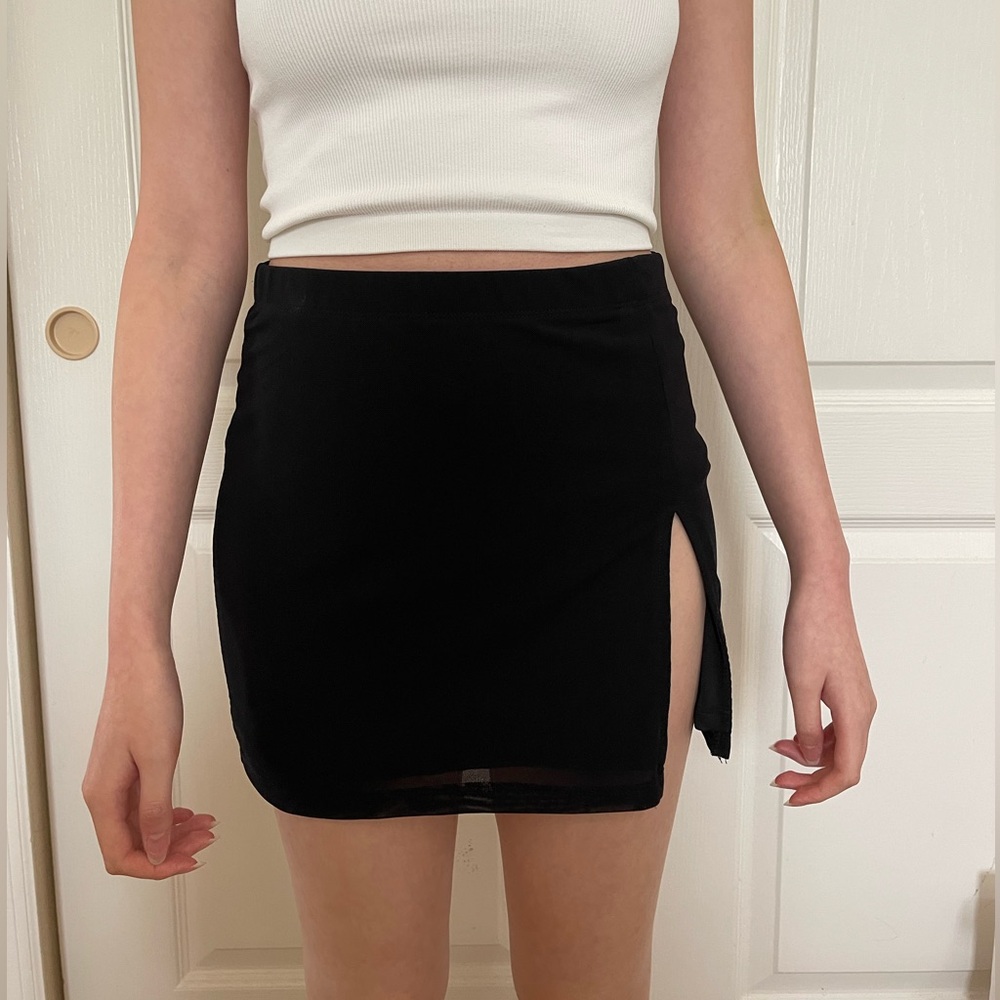 White Fox Black Mini Skirt